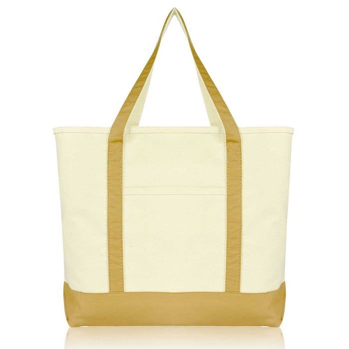 Dalix 22" Cotton Canvas Tote Bag (Zippered Top)