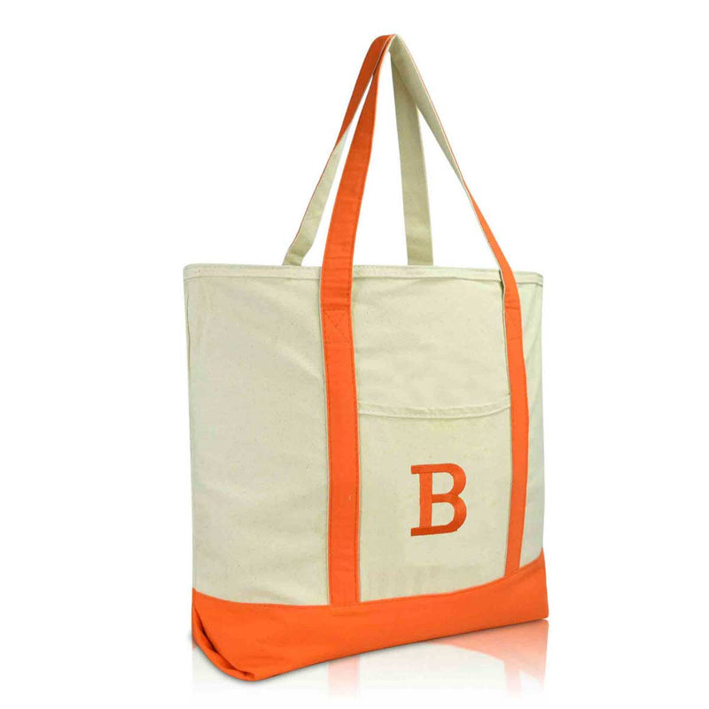 Dalix Initial Tote Bag Personalized Monogram Zippered Top Letter - B