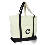 Dalix Initial Tote Bag Personalized Monogram Zippered Top Letter - C