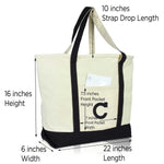 Dalix Initial Tote Bag Personalized Monogram Zippered Top Letter - C
