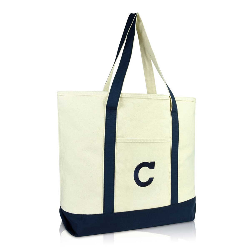 Dalix Initial Tote Bag Personalized Monogram Zippered Top Letter - C