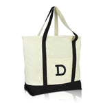 Dalix Initial Tote Bag Personalized Monogram Zippered Top Letter - D