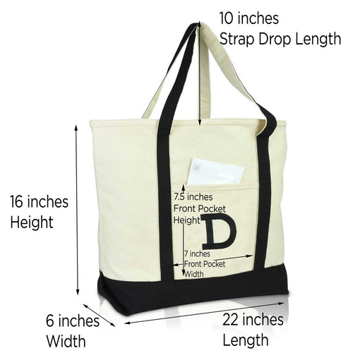 Dalix Initial Tote Bag Personalized Monogram Zippered Top Letter - D