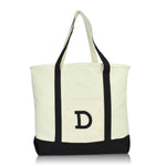Dalix Initial Tote Bag Personalized Monogram Zippered Top Letter - D