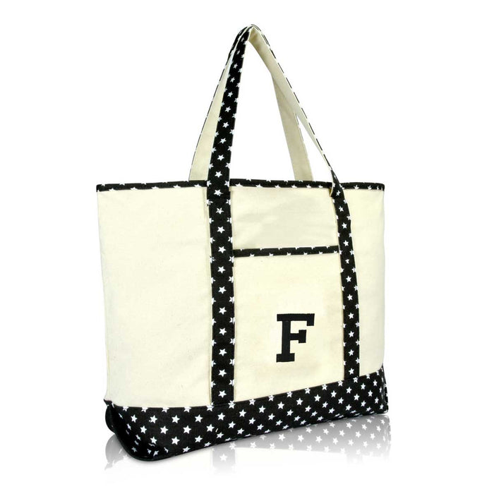Dalix Initial Tote Bag Personalized Monogram Zippered Top Letter - F
