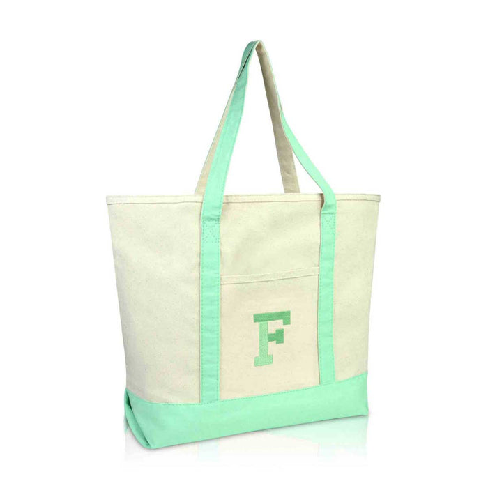 Dalix Initial Tote Bag Personalized Monogram Zippered Top Letter - F