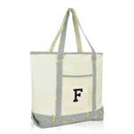 Dalix Initial Tote Bag Personalized Monogram Zippered Top Letter - F