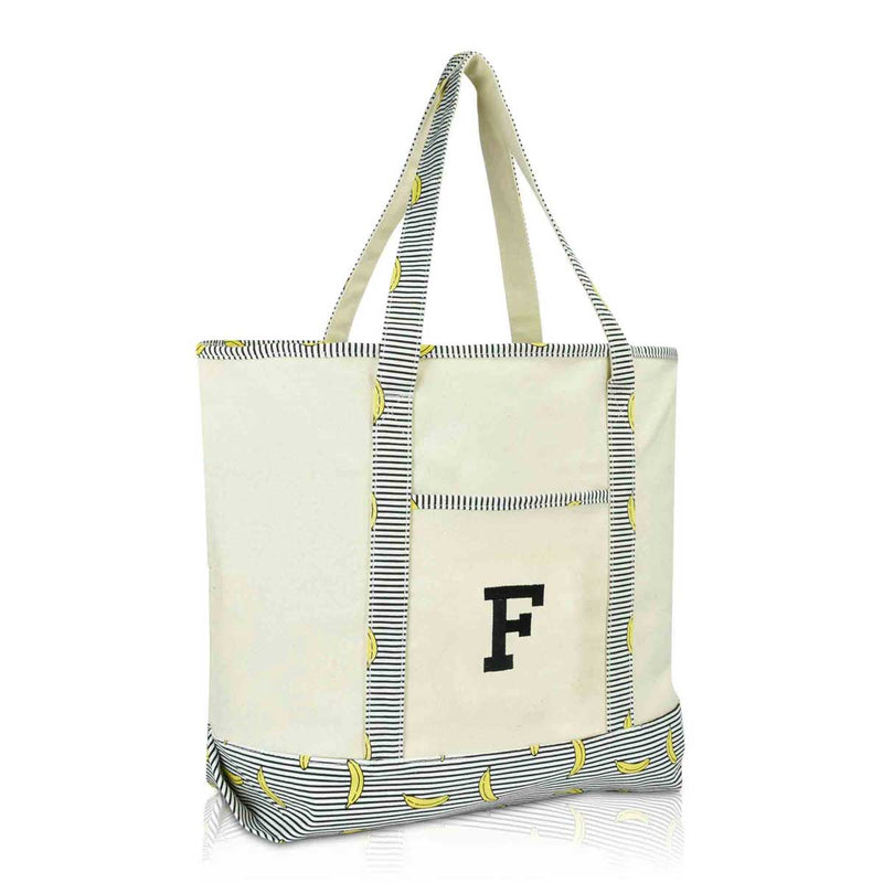 Dalix Initial Tote Bag Personalized Monogram Zippered Top Letter - F