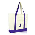 Dalix Initial Tote Bag Personalized Monogram Zippered Top Letter - J