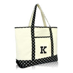 Dalix Initial Tote Bag Personalized Monogram Zippered Top Letter - K