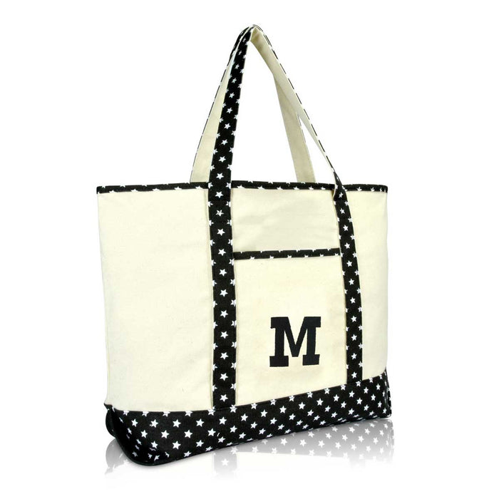 Dalix Initial Tote Bag Personalized Monogram Zippered Top Letter - M