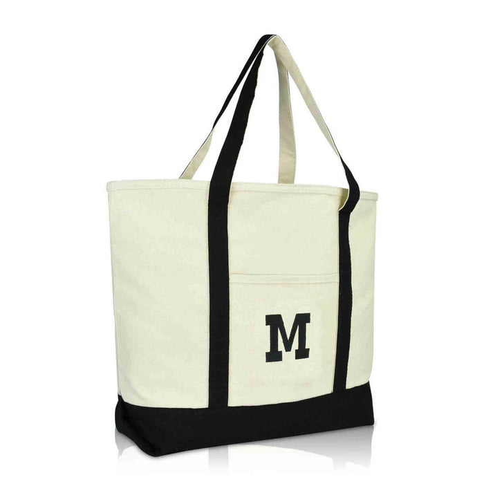 Dalix Initial Tote Bag Personalized Monogram Zippered Top Letter - M