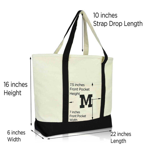 Dalix Initial Tote Bag Personalized Monogram Zippered Top Letter - M