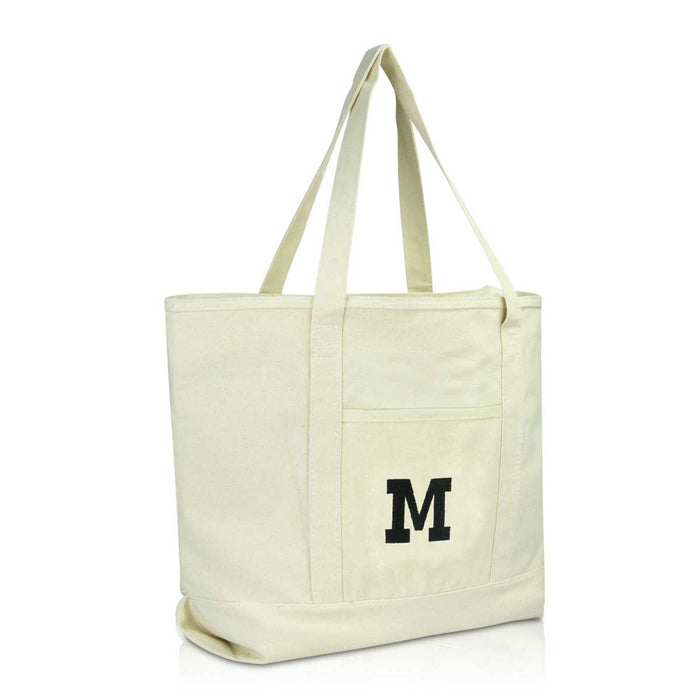 Dalix Initial Tote Bag Personalized Monogram Zippered Top Letter - M
