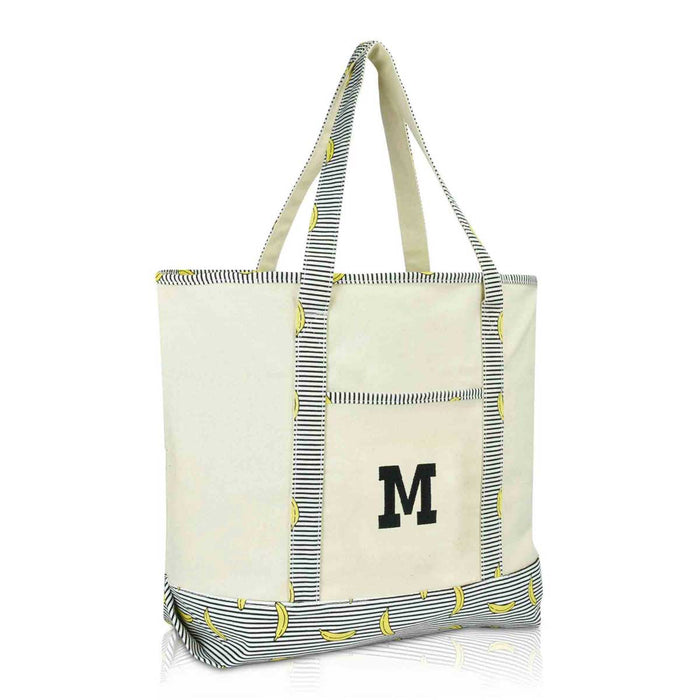 Dalix Initial Tote Bag Personalized Monogram Zippered Top Letter - M