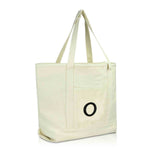 Dalix Initial Tote Bag Personalized Monogram Zippered Top Letter - O