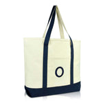 Dalix Initial Tote Bag Personalized Monogram Zippered Top Letter - O