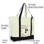 Dalix Initial Tote Bag Personalized Monogram Zippered Top Letter - P