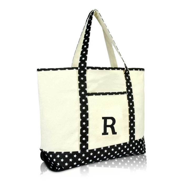 Dalix Initial Tote Bag Personalized Monogram Zippered Top Letter - R