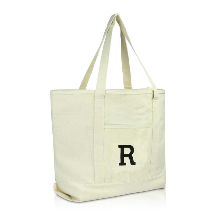 Dalix Initial Tote Bag Personalized Monogram Zippered Top Letter - R