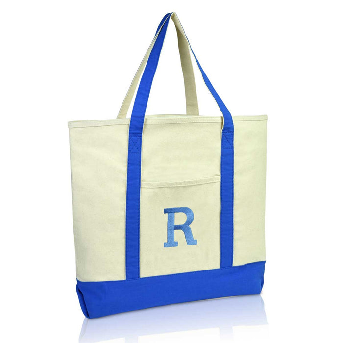 Dalix Initial Tote Bag Personalized Monogram Zippered Top Letter - R