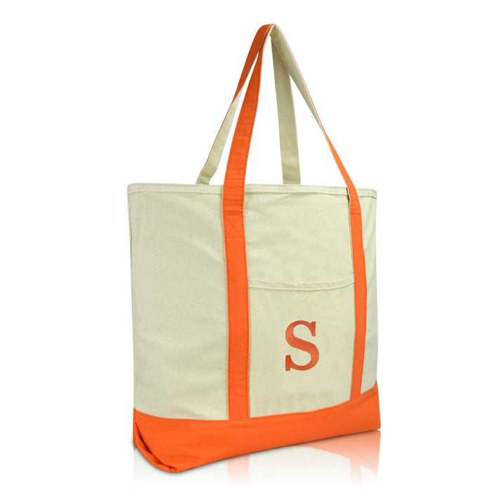 Dalix Initial Tote Bag Personalized Monogram Zippered Top Letter - S