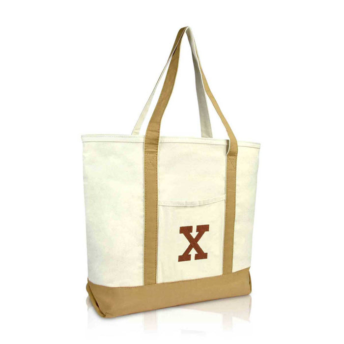 Dalix Initial Tote Bag Personalized Monogram Zippered Top Letter - X