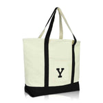 Dalix Initial Tote Bag Personalized Monogram Zippered Top Letter - Y