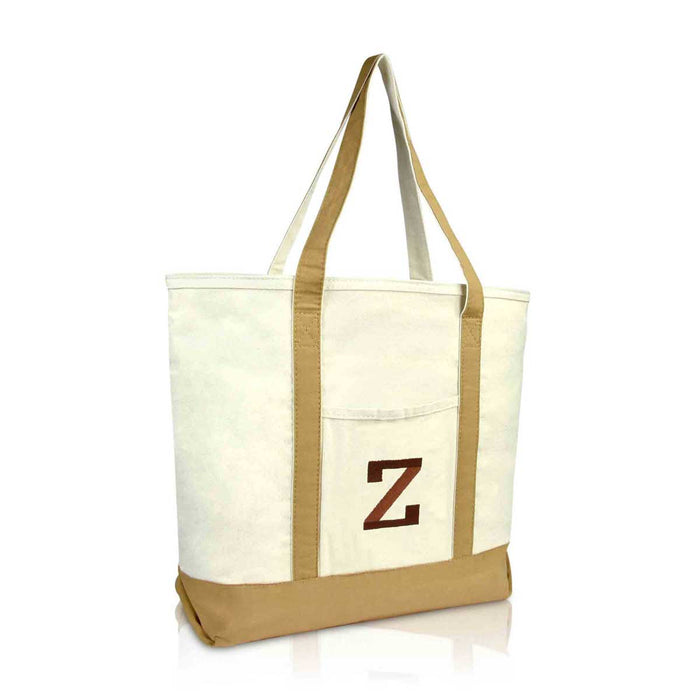 Dalix Initial Tote Bag Personalized Monogram Zippered Top Letter - Z