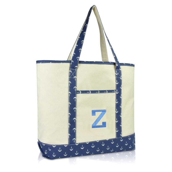 Dalix Initial Tote Bag Personalized Monogram Zippered Top Letter - Z