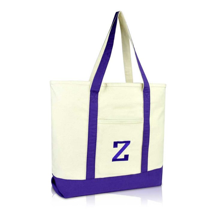 Dalix Initial Tote Bag Personalized Monogram Zippered Top Letter - Z