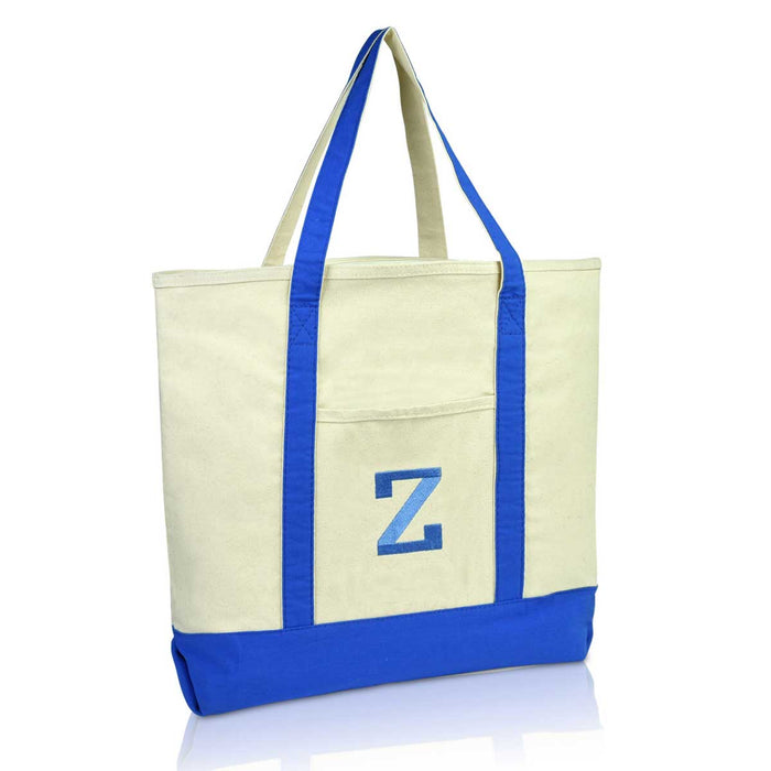 Dalix Initial Tote Bag Personalized Monogram Zippered Top Letter - Z