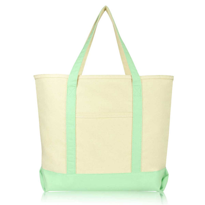 Dalix 22" Cotton Canvas Tote Bag (Zippered Top)
