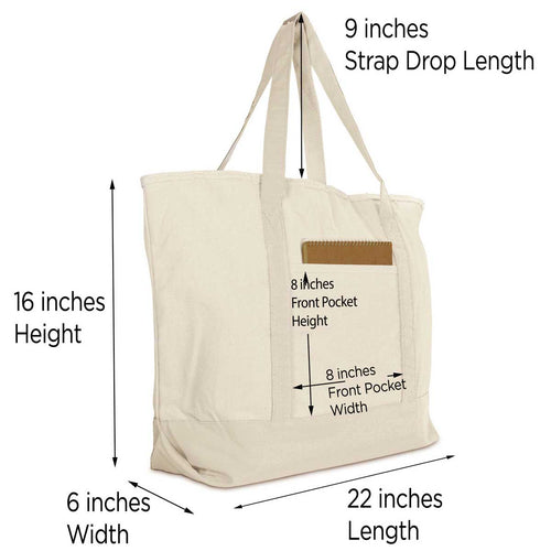 Dalix Personalized Shopping Tote Bag Monogram Natural Initial Zippered Letter A-Z