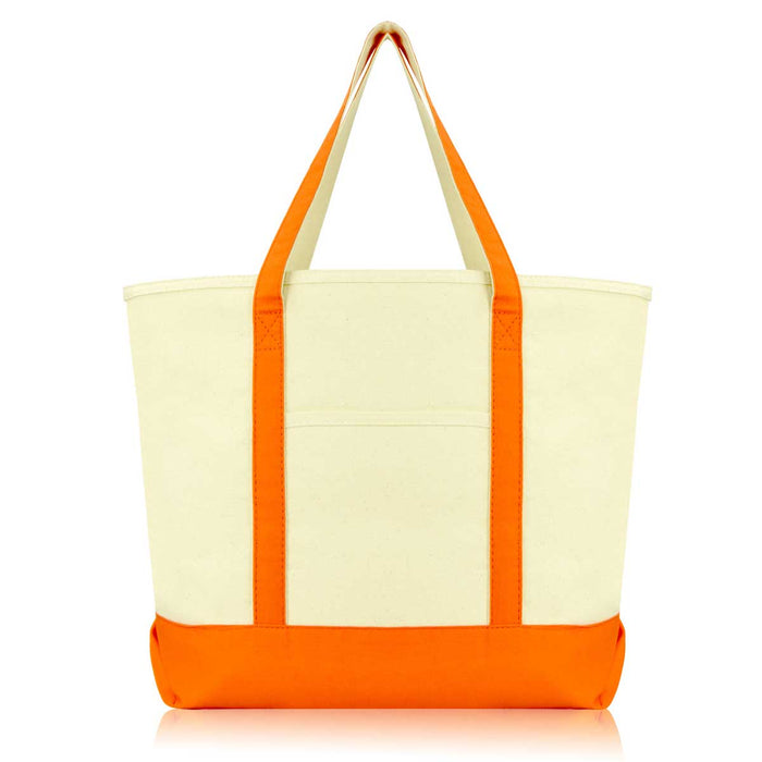 Dalix 22" Cotton Canvas Tote Bag (Zippered Top)