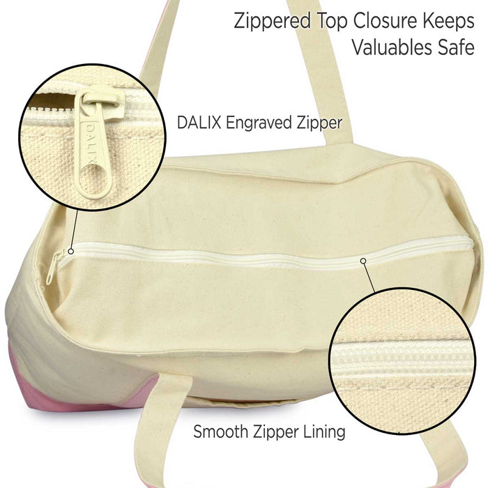 Dalix 22" Cotton Canvas Tote Bag (Zippered Top)