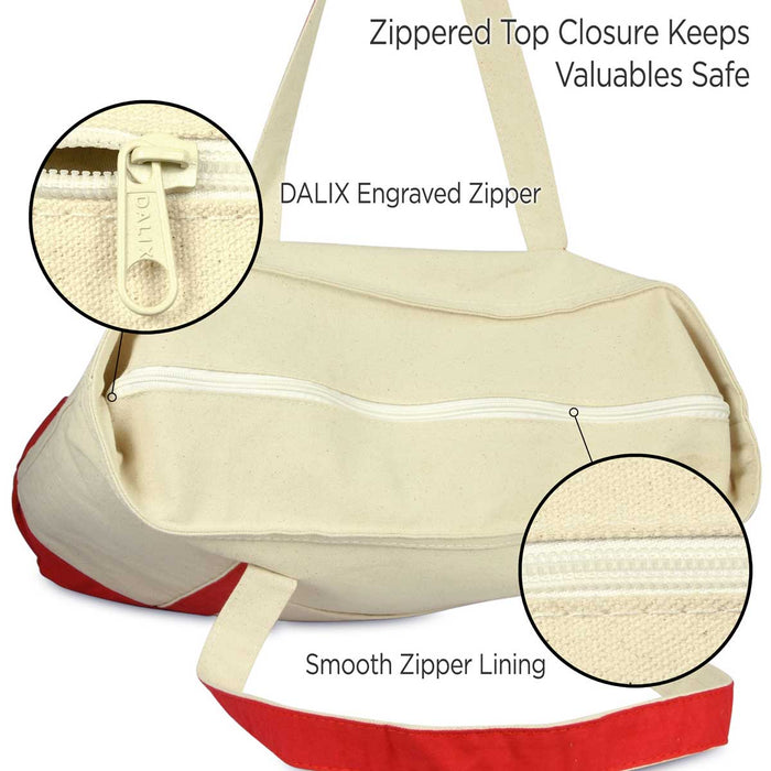 Dalix 22" Cotton Canvas Tote Bag (Zippered Top)