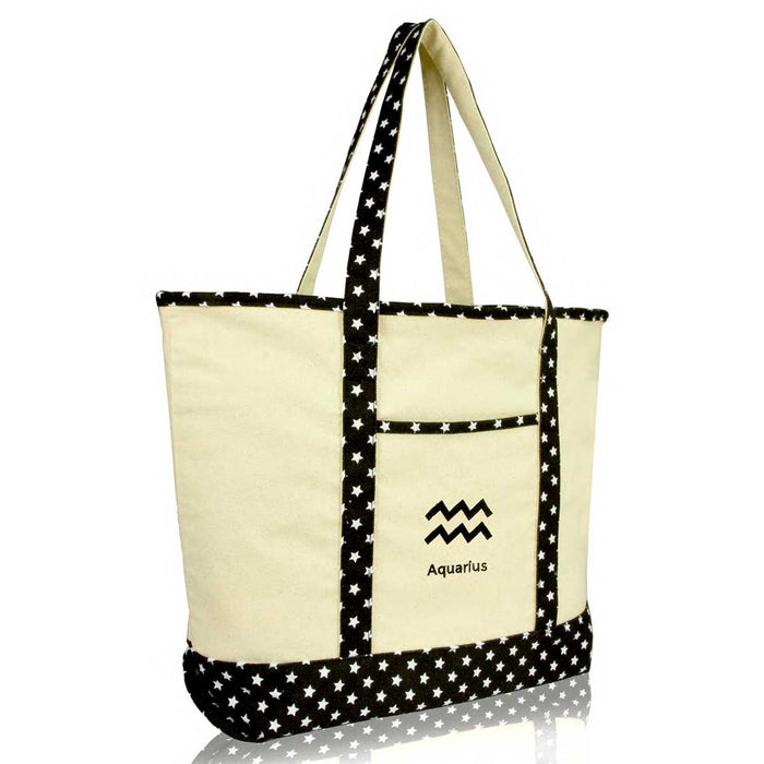 Dalix  Black Star Zodiac Tote Bag