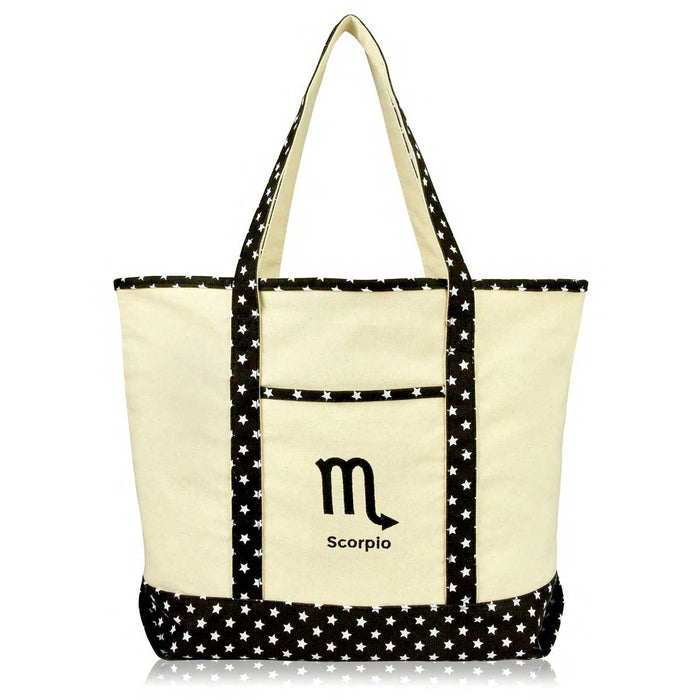 Dalix  Black Star Zodiac Tote Bag