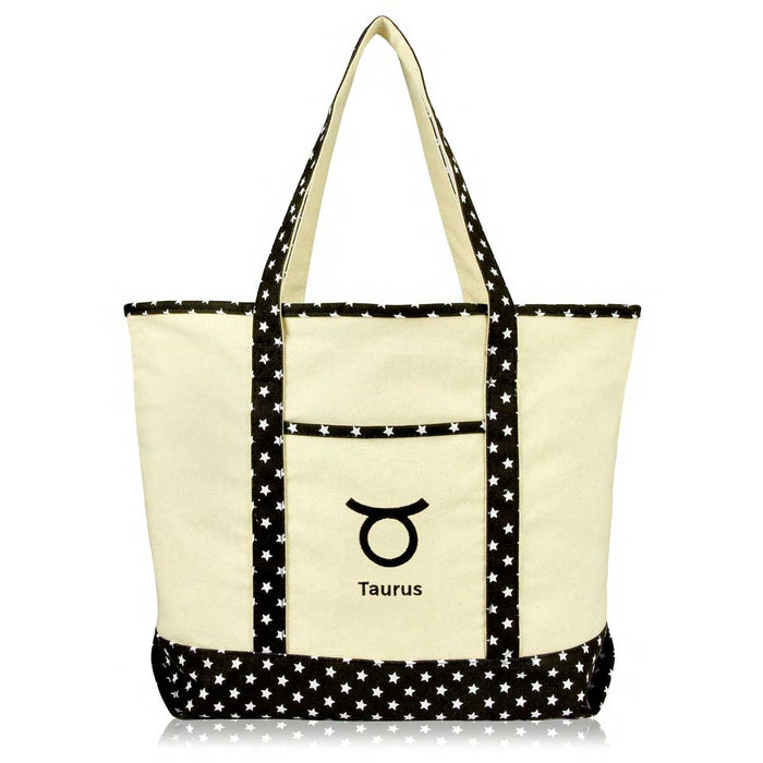Dalix  Black Star Zodiac Tote Bag