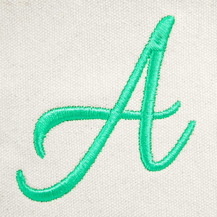 Dalix Monogram Tote Bag For Women Open Top Mint Green Personalized Letter A-Z