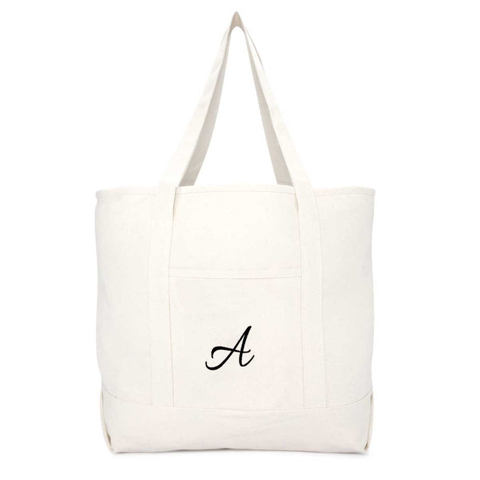 Dalix Monogram Bag Personalized Totes For Women Open Top Natural Letter A-Z