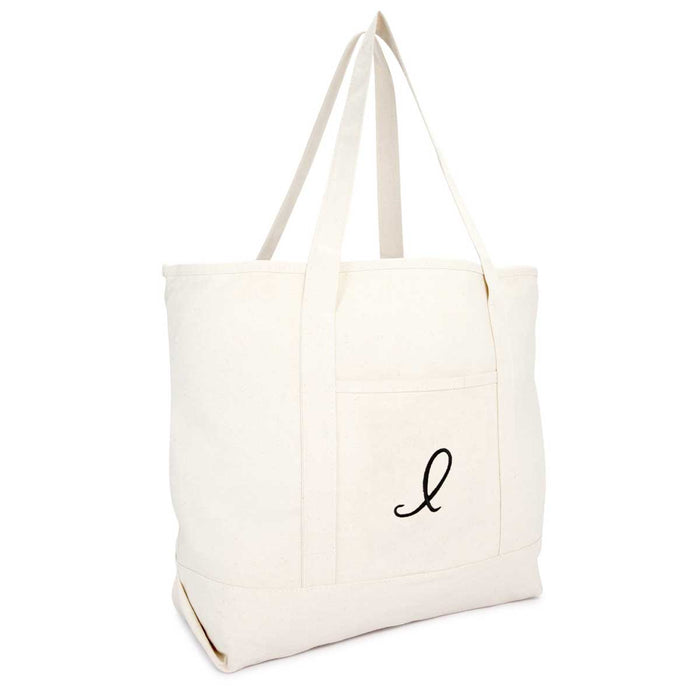 Dalix Monogram Bag Personalized Totes For Women Open Top Natural Letter A-Z