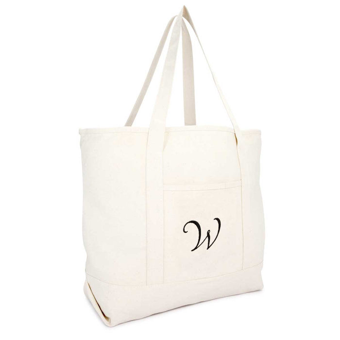 Dalix Monogram Bag Personalized Totes For Women Open Top Natural Letter A-Z