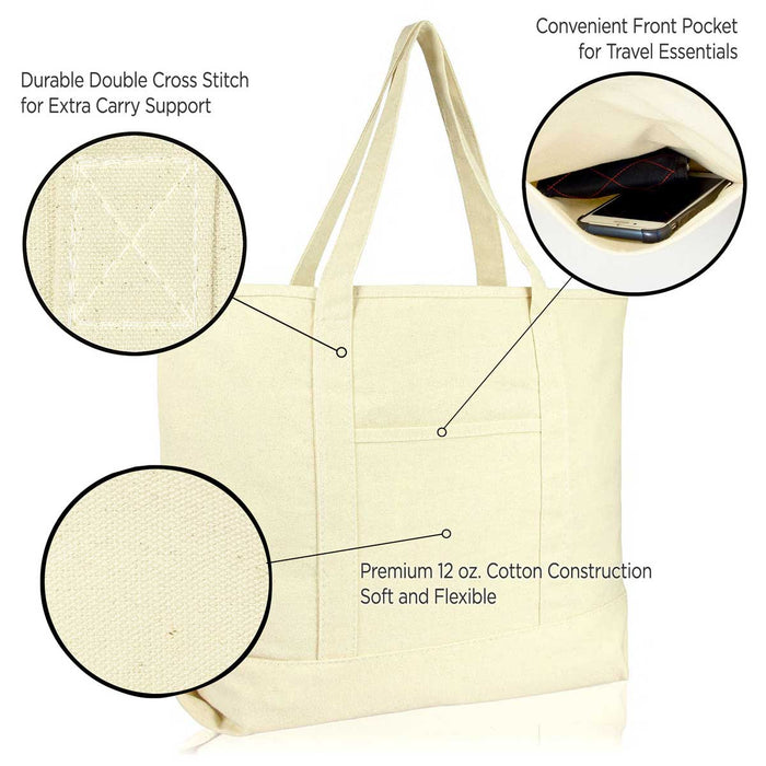 Dalix 22" Soft Canvas Tote Bag