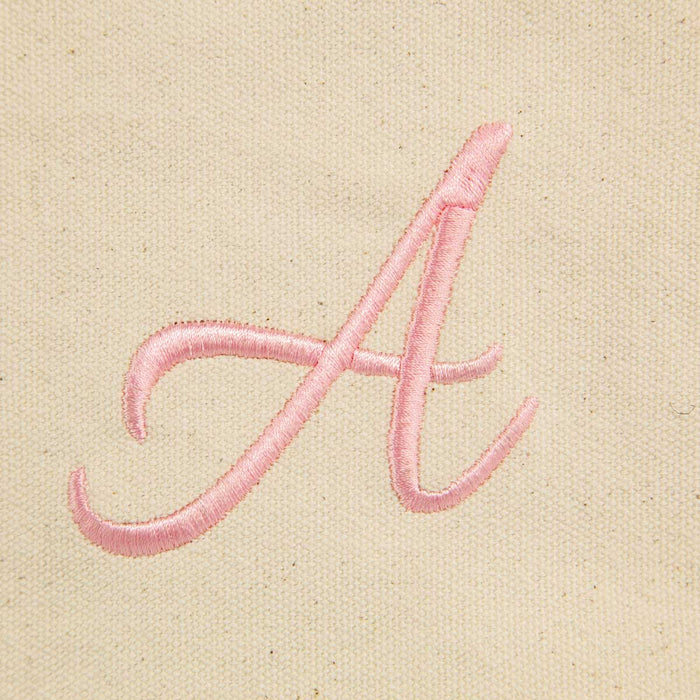 Dalix Women's Cotton Canvas Tote Bag Large Shoulder Bags Pink Monogram A-Z