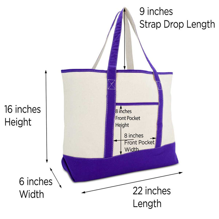 Dalix Women's Canvas Tote Bag Shoulder Bags Open Top Purple Monogram A-Z