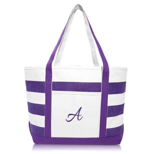 Dalix Monogrammed Beach Bag and Totes for Women Personalized Gifts Purple A-Z