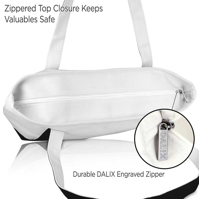 Dalix  Daily Shoulder Tote Bag Premium Cotton Canvas