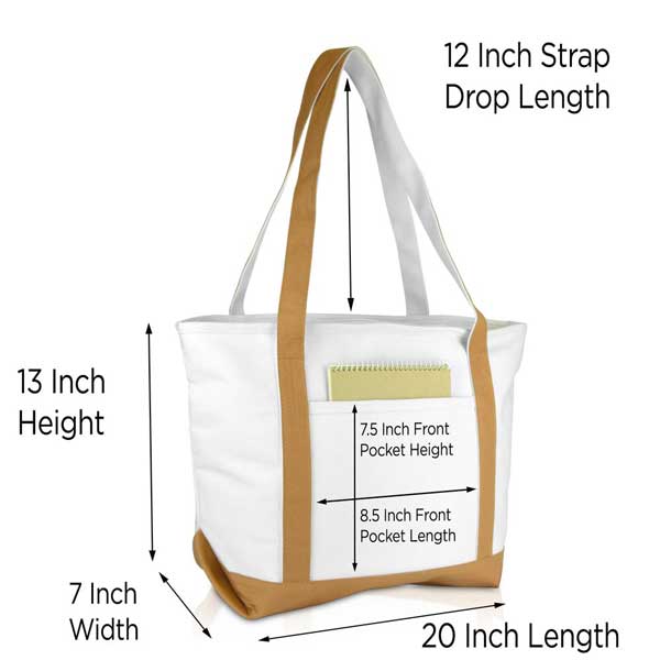 Dalix  Daily Shoulder Tote Bag Premium Cotton Canvas
